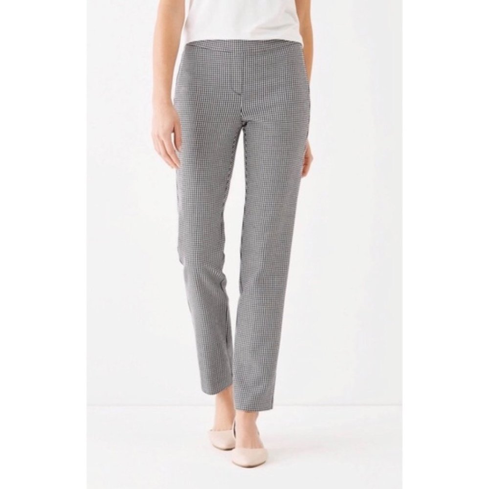 J. Jill Gingham Black White Print Ankle Pull On Pants